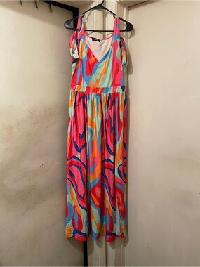 Chicme Colorful Abstract Print Maxi Dress - Vibrant Multi Size Large